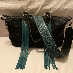 Holy Cow Couture Designer Crossover Acid wash Black hair on hide.smoke free home